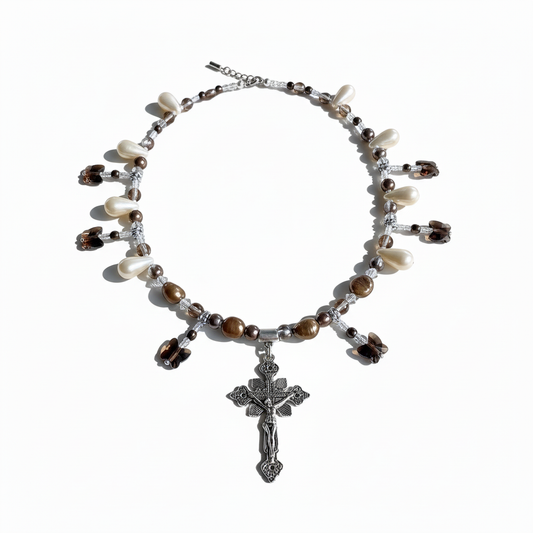 Collier croix ornée - Sans double chaînette